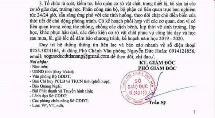 Công văn giả mạo sở giáo dục Đà Nẵng xuất hiện trên mạng xã hội. Ảnh: AN