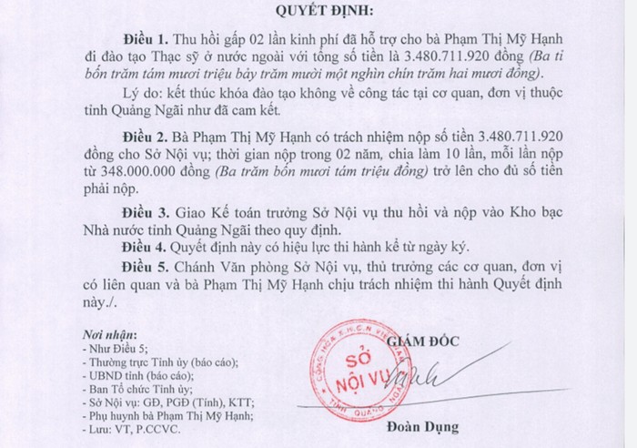 Quảng Ngãi quyết định thu hồi gấp 2 kinh phí đào tạo đối với các học viên đề án không trở về phục vụ địa phương như cam kết. Ảnh: AP