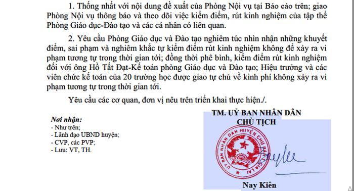 Ủy ban nhân dân huyện Chư Păh thống nhất với phương án xử lý kỷ luật các cá nhân, tập liên quan đến các sai phạm tài chính của phòng Nội vụ huyện. Ảnh: MT