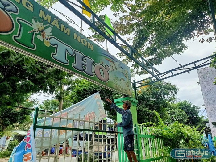 Trường mầm non Tuổi Thơ (quận Liên Chiểu) được gia cố, bảo vệ trước khi đón bão lớn.