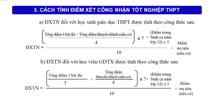 Công thức tính điểm xét công nhận tốt nghiệp trung học phổ thông năm 2023