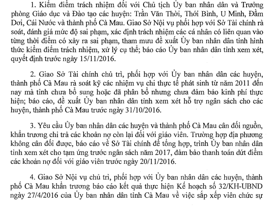 Công văn chỉ đạo từ Chủ tịch Ủy ban Nhân dân tỉnh Cà Mau.