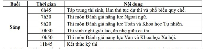 Lịch thi vào Trường Trung học phổ thông Chuyên Ngoại ngữ