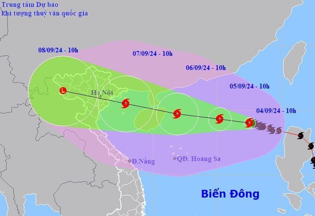 Dự báo vị trí và đường đi của Bão số 3 (YAGI) - Ảnh nguồn: Báo Chính phủ 1.jpeg