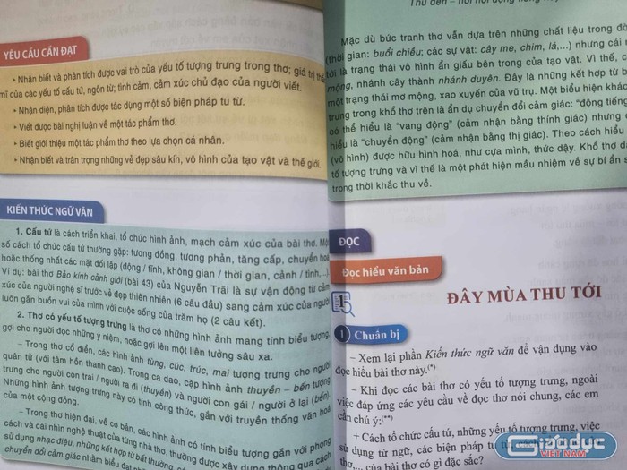 Kiến thức về cấu tứ và thơ tượng trưng trong sách Ngữ văn 11 bộ Cánh Diều (Ảnh: Ánh Dương) gdvn_tho.jpg