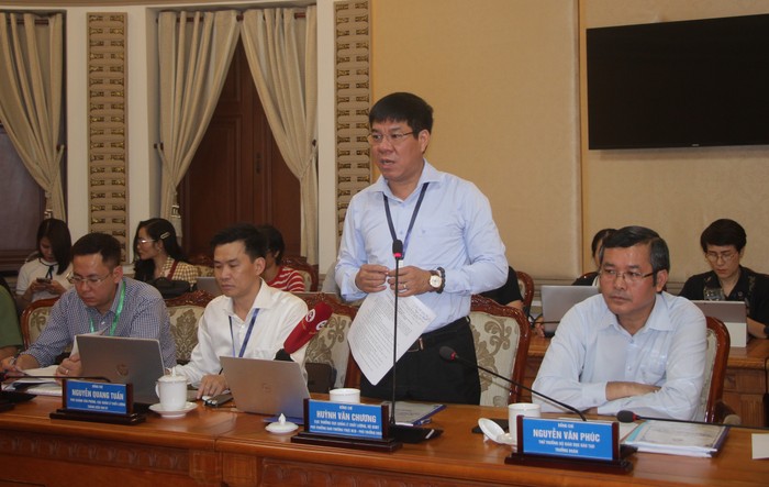 Cục trưởng Cục Quản lý chất lượng Huỳnh Văn Chương phát biểu (ảnh: H.Phúc) kiem-tra-thi-tot-nghiep-thpt-6 (1).JPG