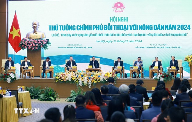 Hội nghị Thủ tướng Chính phủ đối thoại với nông dân Việt Nam năm 2024. (Ảnh: Dương Giang/TTXVN)