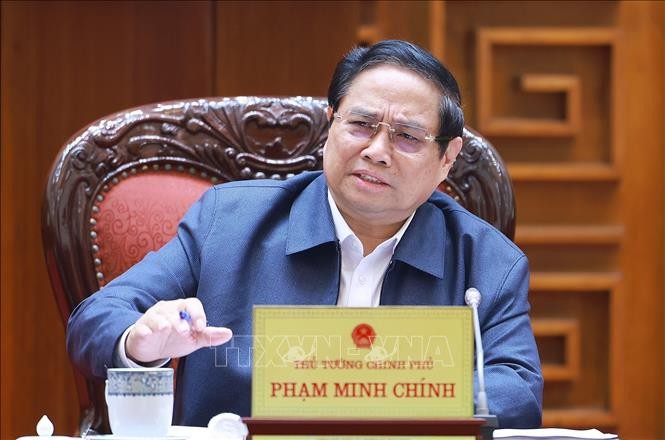 Thủ tướng Phạm Minh Chính chủ trì Phiên họp lần thứ 7 Ban Chỉ đạo tinh gọn bộ máy của Chính phủ. Ảnh: Dương Giang/TTXVN