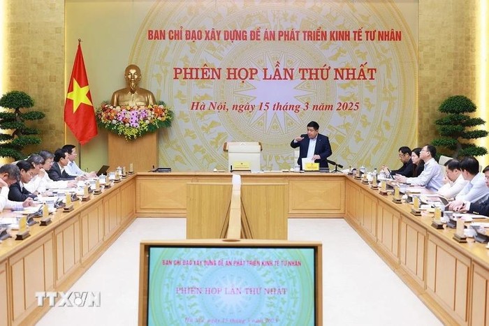 Phó Thủ tướng Nguyễn Chí Dũng chủ trì Phiên họp thứ nhất Ban Chỉ đạo xây dựng Đề án Phát triển kinh tế tư nhân. (Ảnh: Dương Giang/TTXVN)