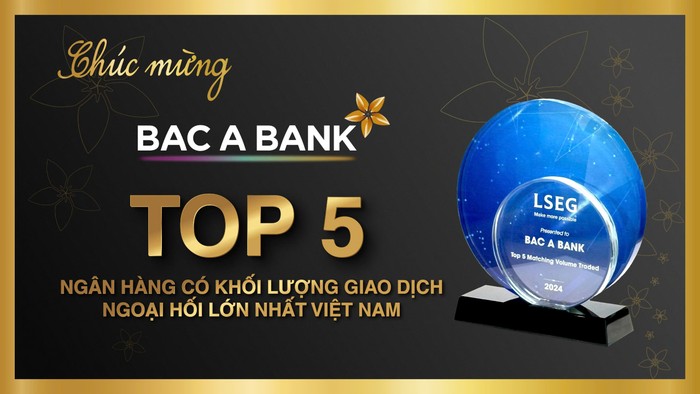 BAC A BANK là một trong năm ngân hàng có khối lượng giao dịch ngoại hối lớn nhất Việt Nam năm 2024. BAC A BANK là một trong năm ngân hàng có khối lượng giao dịch ngoại hối lớn nhất Việt Nam năm 2024.jpg