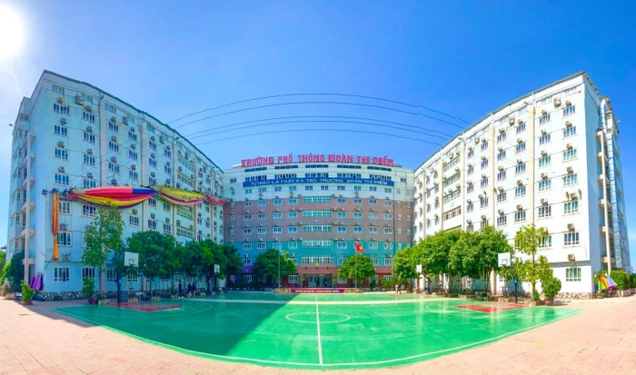 Trường phổ thông Đoàn Thị Điểm cơ sở Cổ Nhuế đã xin cấp phép đào tạo liên cấp tiểu học, trung học cơ sở, trung học phổ thông 4 năm vẫn chưa hoàn thiện. (Ảnh: website nhà trường) vsc1675995722.jpeg