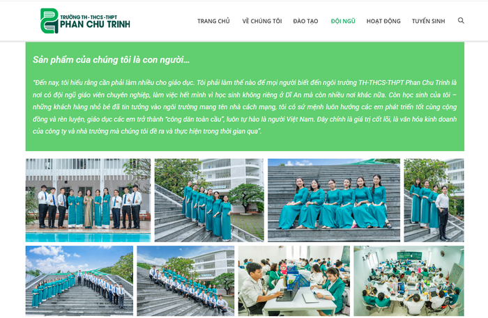 Nhà trường chỉ công khai đội ngũ giáo viên bằng các bức ảnh chụp chứ không có biểu mẫu công khai theo quy định. Ảnh chụp màn hình website nhà trường 64429.png