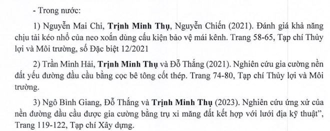 Danh mục một số bài báo khoa học bằng tiếng Việt (tạp chí khoa học trong nước) được Giáo sư Trịnh Minh Thụ công bố trong thời gian gần đây. Ảnh chụp màn hình thaythu1.JPG