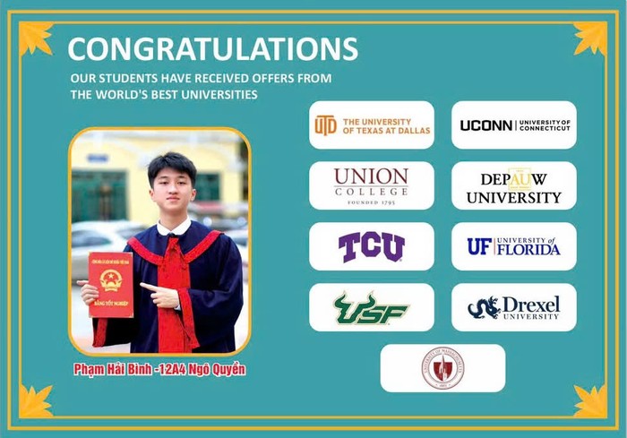 Phạm Hải Bình xuất sắc giành học bổng tại 17 trường đại học trên thế giới. (Ảnh: NVCC) hai-binh-1.jpg