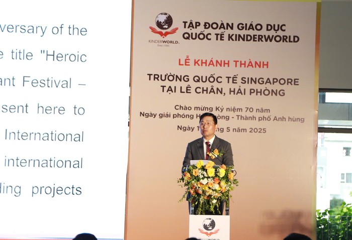 Thiếu tướng Vũ Thanh Chương - Giám đốc Công an thành phố Hải Phòng phát biểu tại lễ khánh thành (Ảnh: LT) singapore-3.jpeg