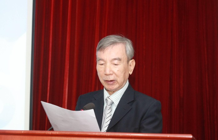 Nhà giáo ưu tú Lê Đức Mẫn phát biểu trong một sự kiện văn hoá, giáo dục năm 2020. (Ảnh: Minh Tuấn)