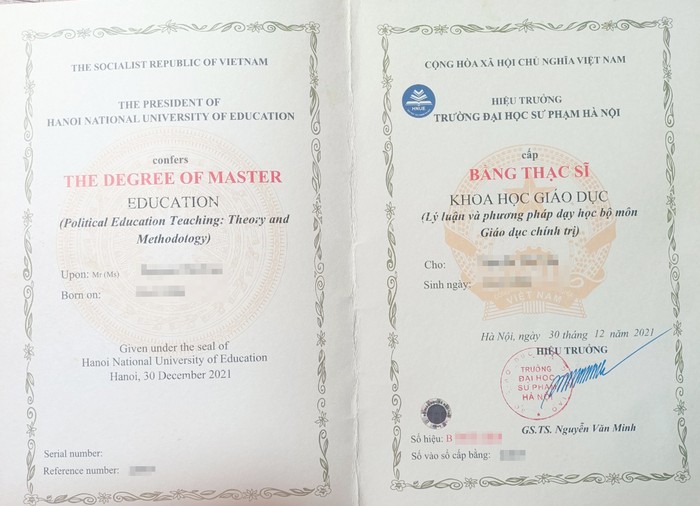 Bằng thạc sỹ của cô V. (Ảnh: NVCC) gv-thpt-di-hoc-thac-sy-khong-duoc-tra-tro-cap223.jpg