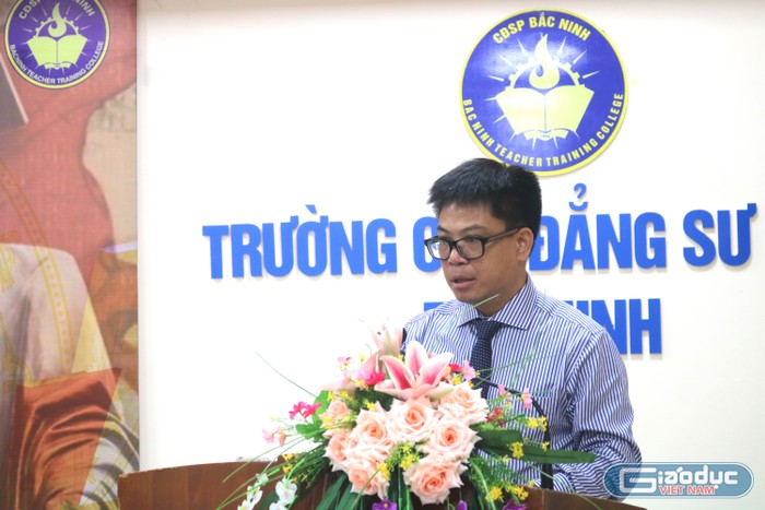 Tiến sĩ Phạm Ngọc Sơn – Chủ nhiệm Câu lạc bộ Các trường cao đẳng sư phạm phát biểu. Ảnh: Ngọc Mai GDVN 4.JPG