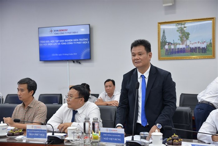 Ông Ngô Việt Hưng – Phó Tổng Giám đốc Tổng công ty Phát điện 2 chia sẻ tại buổi làm việc. Ảnh: NTCC. Ông Ngô Việt Hưng – Phó Tổng Giám đốc Tổng công ty Phát điện 2 chia sẻ tại buổi làm việc. Ảnh: NTCC.
