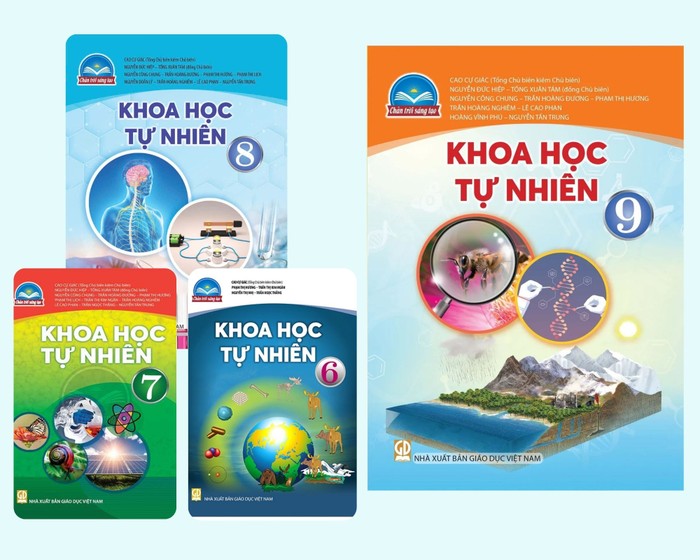 Thầy Cao Cự Giác là Tổng Chủ biên kiêm Chủ biên sách giáo khoa môn Khoa học tự nhiên (lớp 6–9). Ảnh: KH. Xanh ngọc lam và Trắng Bảng minh họa Ảnh ghép.jpg