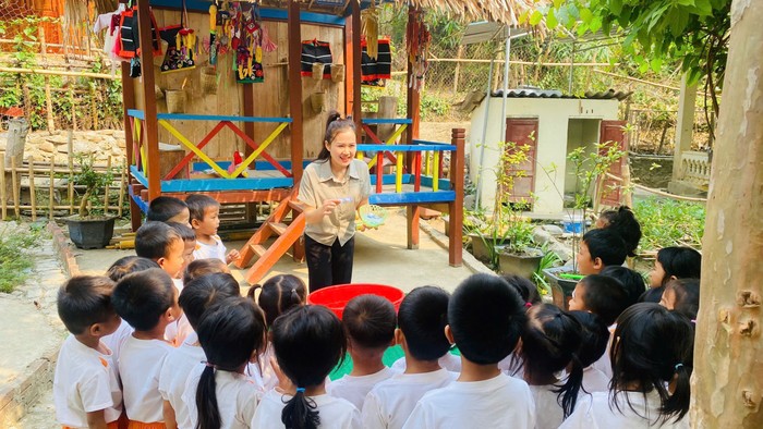 Học sinh Trường Mầm non Xá Lượng (huyện Tương Dương, tỉnh Nghệ An) trong một tiết học. (Ảnh: NTCC) hoc-sinh.jpg